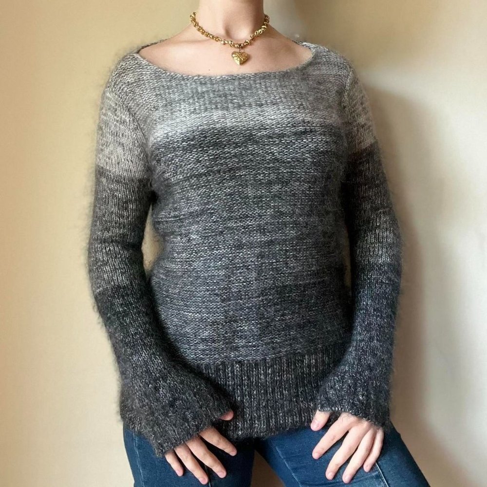 rag & bone Ombre Gray Scoop Neck Mohair Blend Sweater
